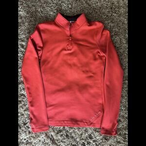 Under Armour Womens 1/4 Zip Fitted Medium Neon Coral Pink Cold Gear Pullover Run